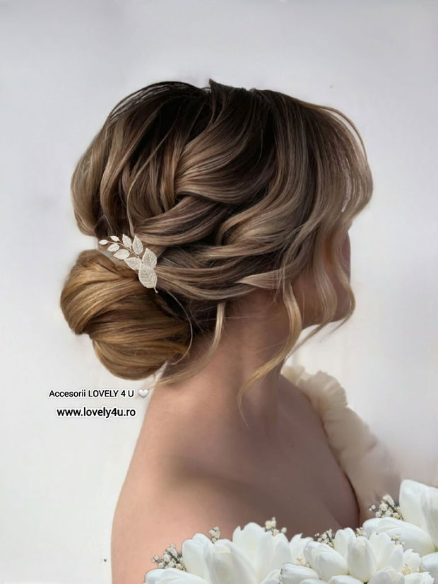 Accesoriu handmade cu frunze, eveniment nuntă/ botez