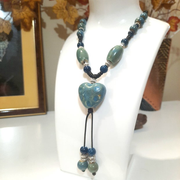 Colier ceramic "BLUE HEART"