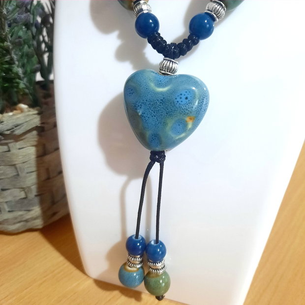 Colier ceramic "BLUE HEART"