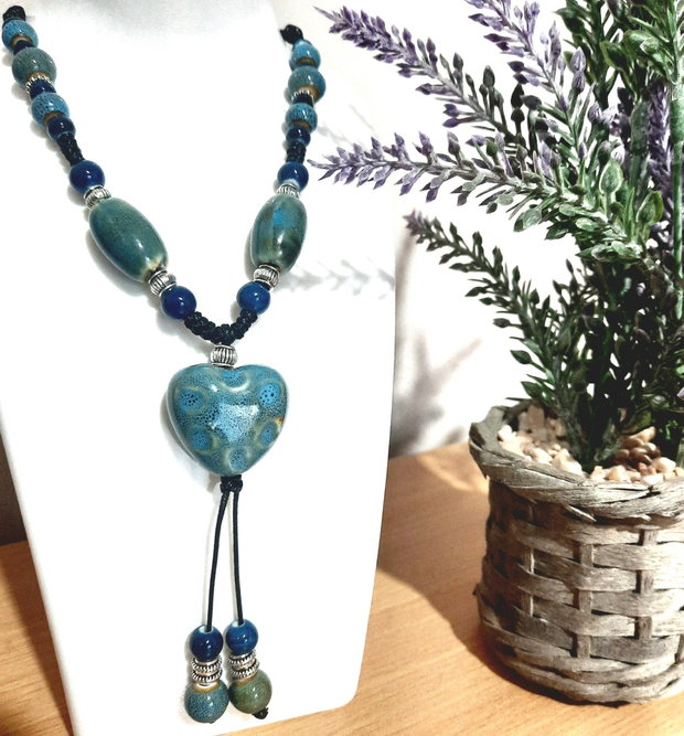 Colier ceramic "BLUE HEART"