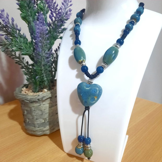 Colier ceramic "BLUE HEART"