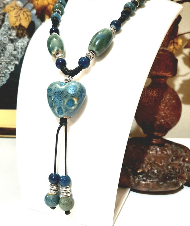 Colier ceramic "BLUE HEART"