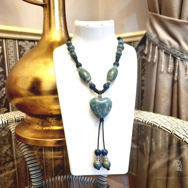 Colier ceramic "BLUE HEART"