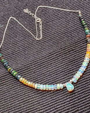 Colier argint opal de foc etiopian AAA discuri brioleta fatetate lant argint minimalist boho chic trendy cadou - Transport gratuit