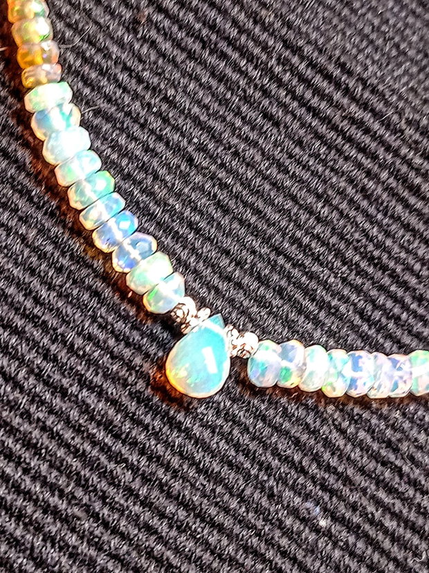 Colier argint opal de foc etiopian AAA discuri brioleta fatetate lant argint minimalist boho chic trendy cadou - Transport gratuit