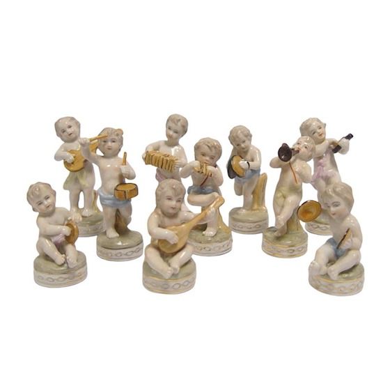 Set zece ingerasi muzicanti din portelan