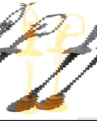 Doua balerine-statuete din fonta rusty