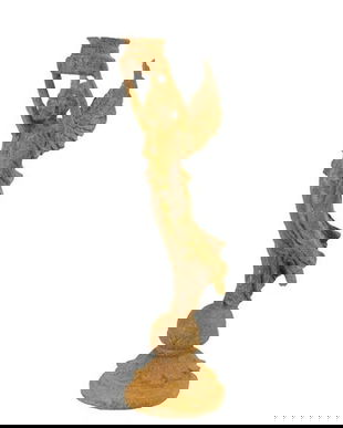 Sfeșnic din fonta rusty cu un inger