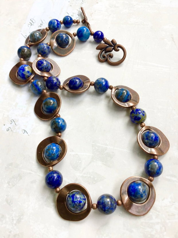 Set vintage lapis lazuli & cupru