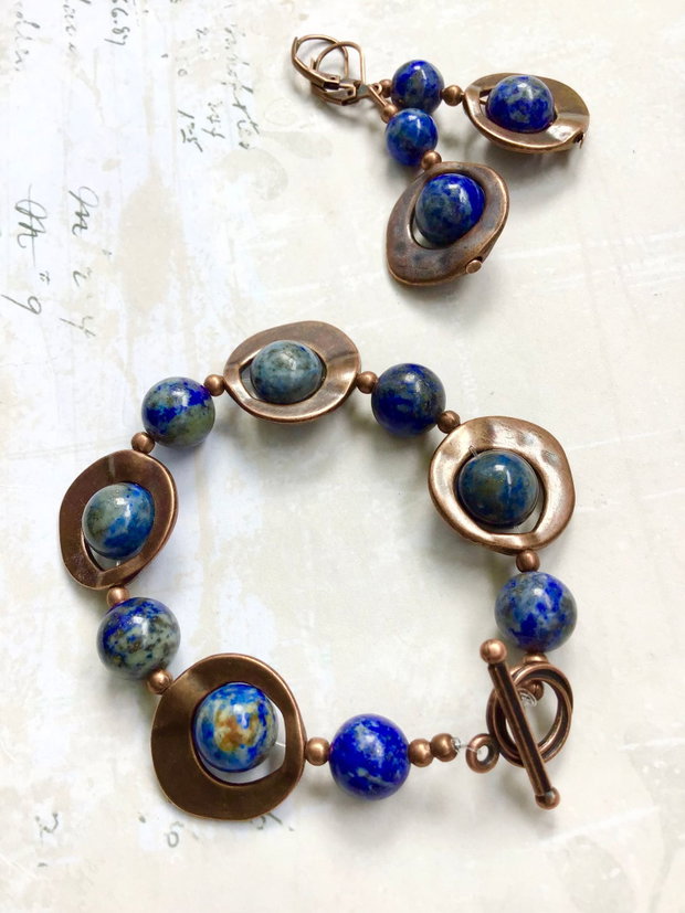 Set vintage lapis lazuli & cupru