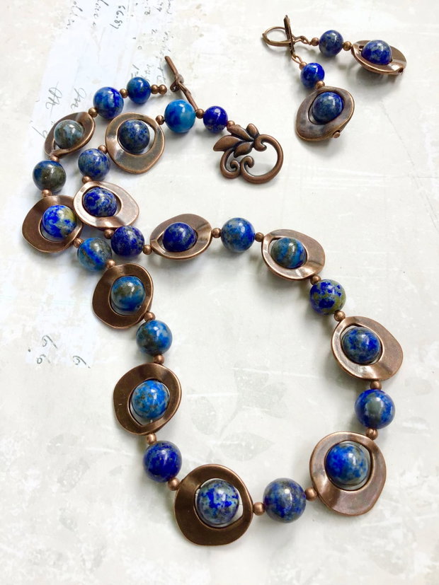 Set vintage lapis lazuli & cupru