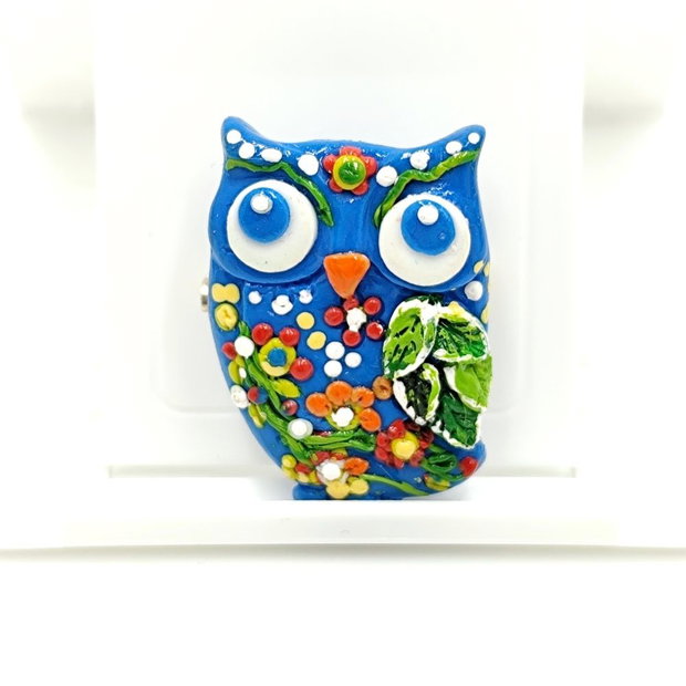 Brosa handmade, bufnita albastra inflorata, 4488