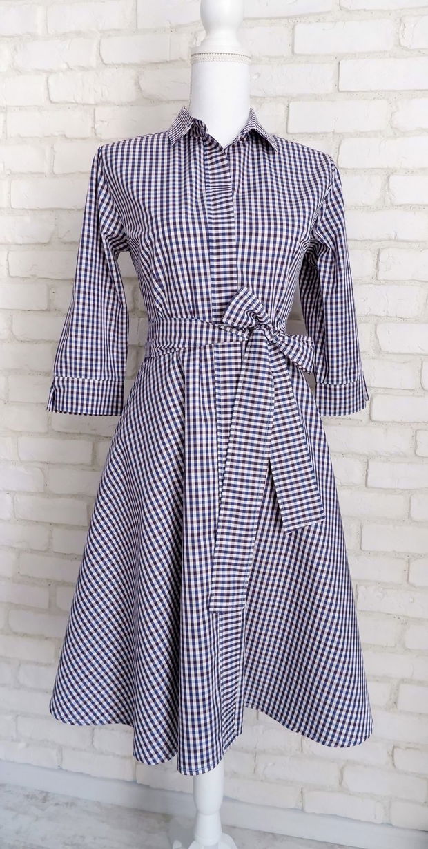Rochie Camasa Carouri Alb Bleumarin