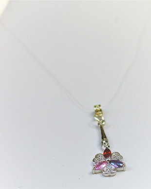 Colier cu fir transparent de guta si pandantiv cu cristale zirconia