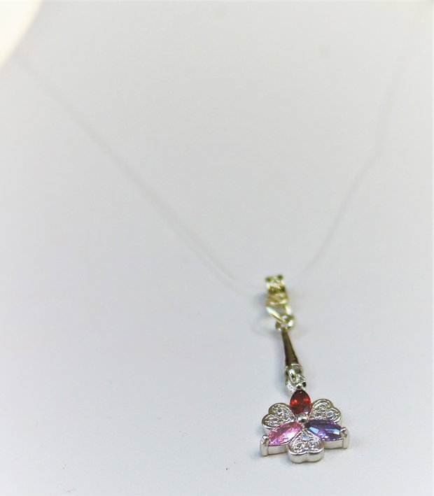 Colier cu fir transparent de guta si pandantiv cu cristale zirconia