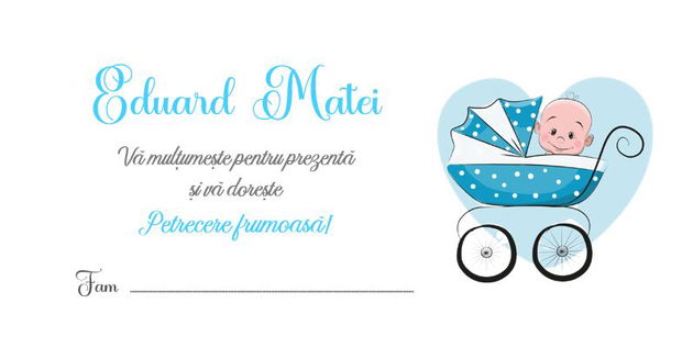 Plicuri bani botez baietel in carucior