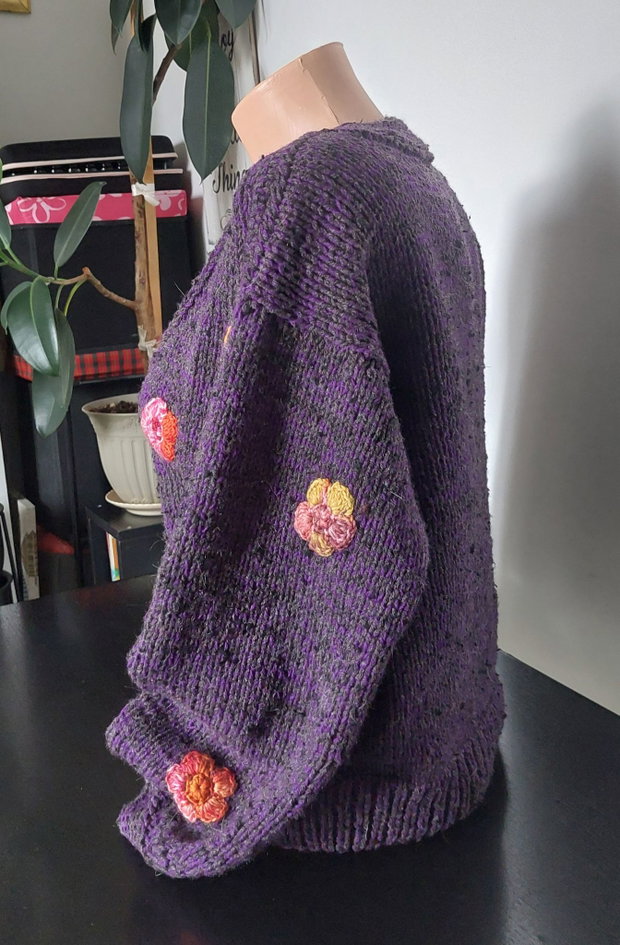 Jacheta Cardigan tricotat manual nuanțe mov