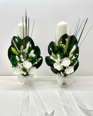 Set 2 lumanari nunta, flori naturale uscate, cod SL18