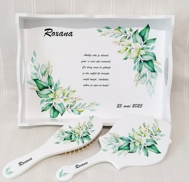 Tavita pentru mireasa cu tematica verde