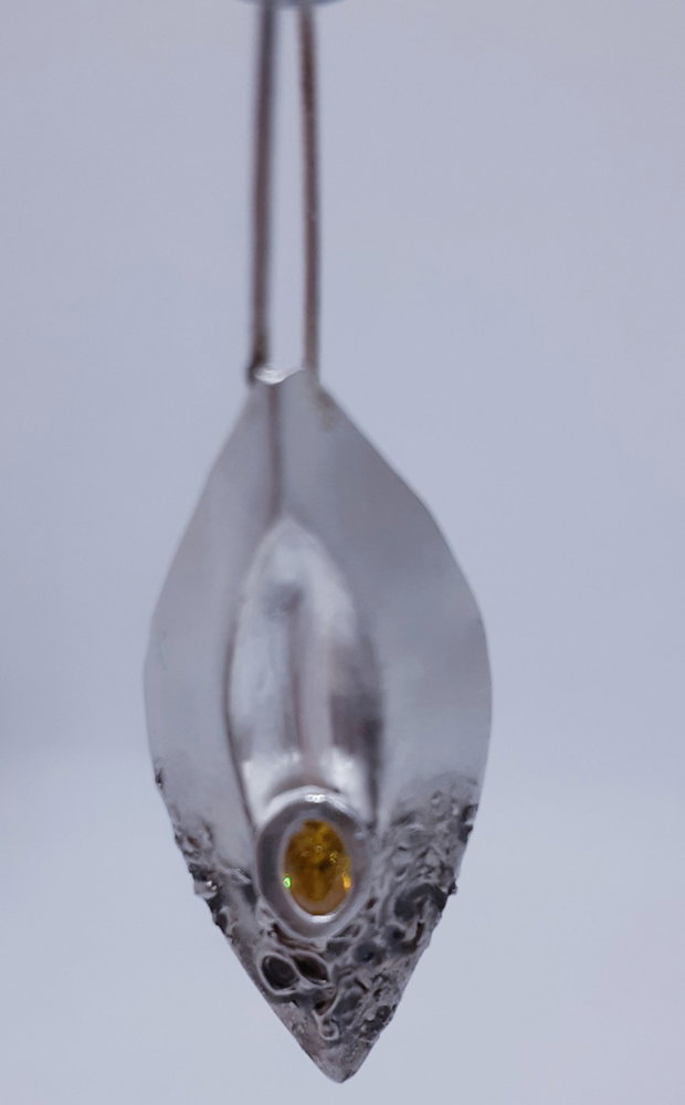Cercei unicat, atarnatori, cu design organic si citrine