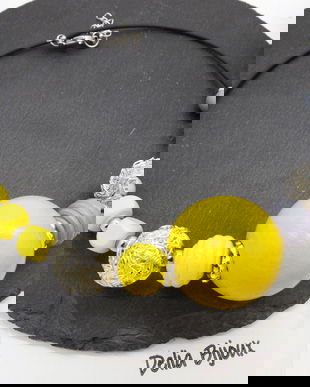 Colier statement handmade unicat - lemn (cod1236)