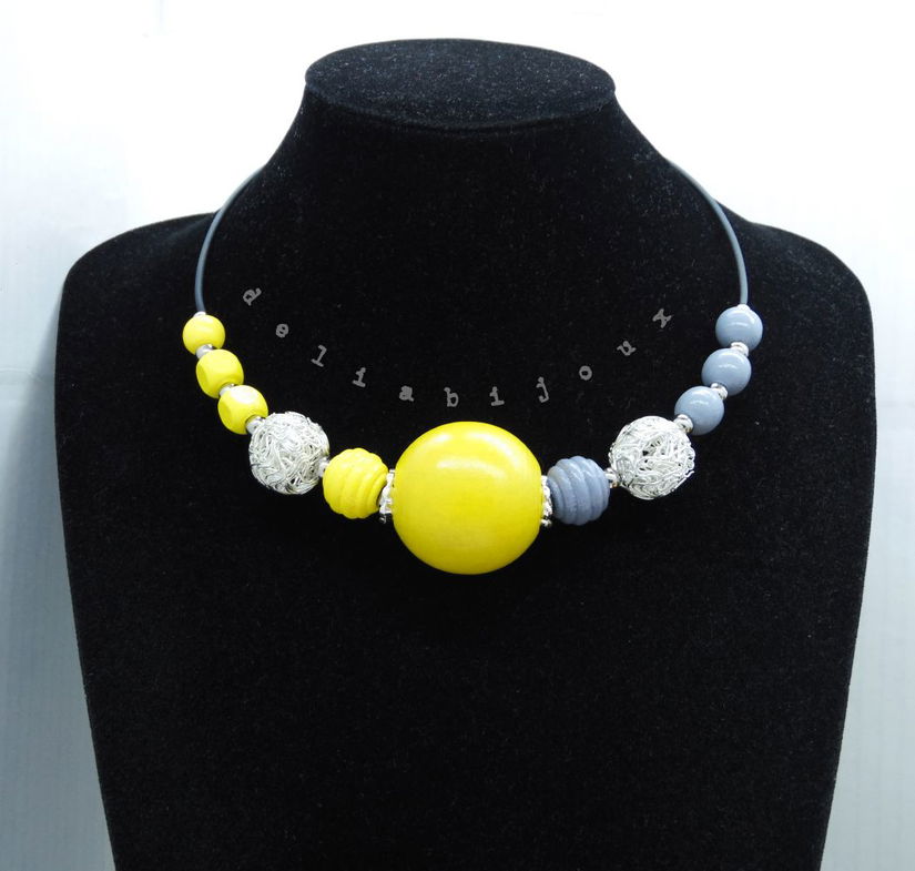 Colier statement handmade unicat - lemn (cod1236)