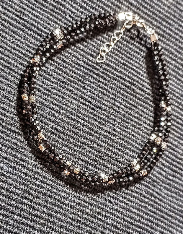 Bratara argint X3 spinel negru minimalista boho chic trendy cadou - Transport gratuit