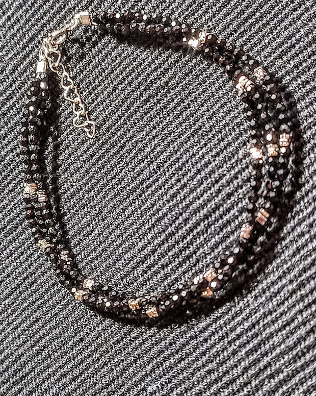 Bratara argint X3 spinel negru minimalista boho chic trendy cadou - Transport gratuit