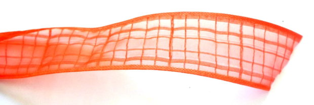 Panglica organza model patrat portocaliu mat si transparent