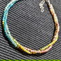 Bratara argint X3 mixt pietre semipretioase opal roz verde amazonit apatit obsidian auriu turmalina cuart roz pastel minimalista boho chic trendy - Transport gratuit