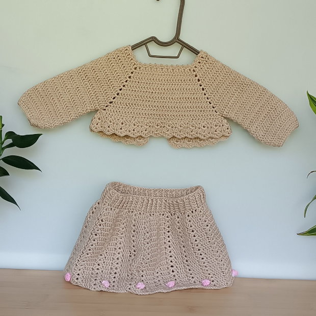 Fustă fetițe+bolero croșetate