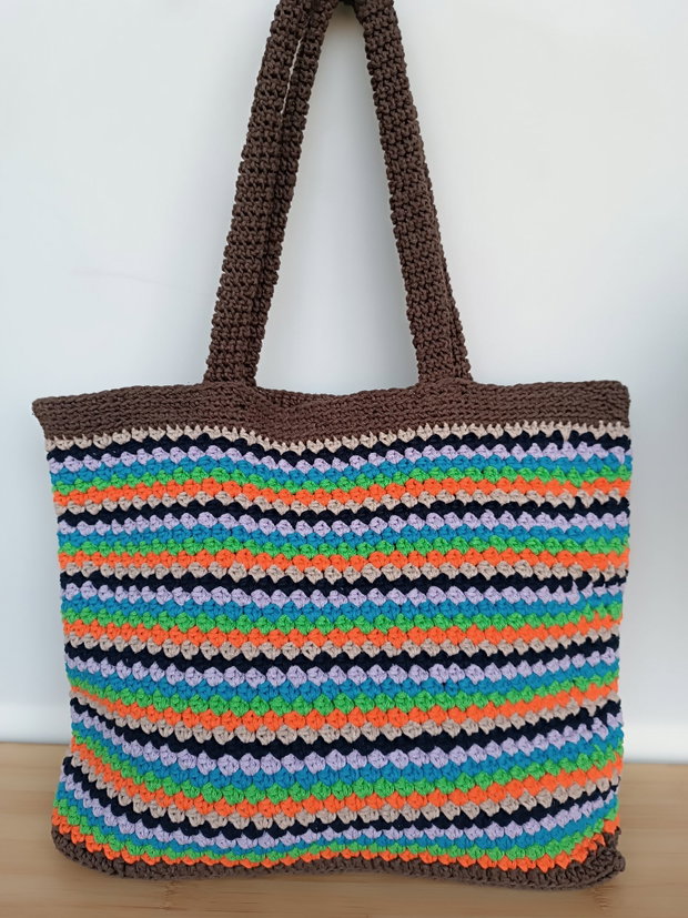 Geantă croșetată curcubeu Boho