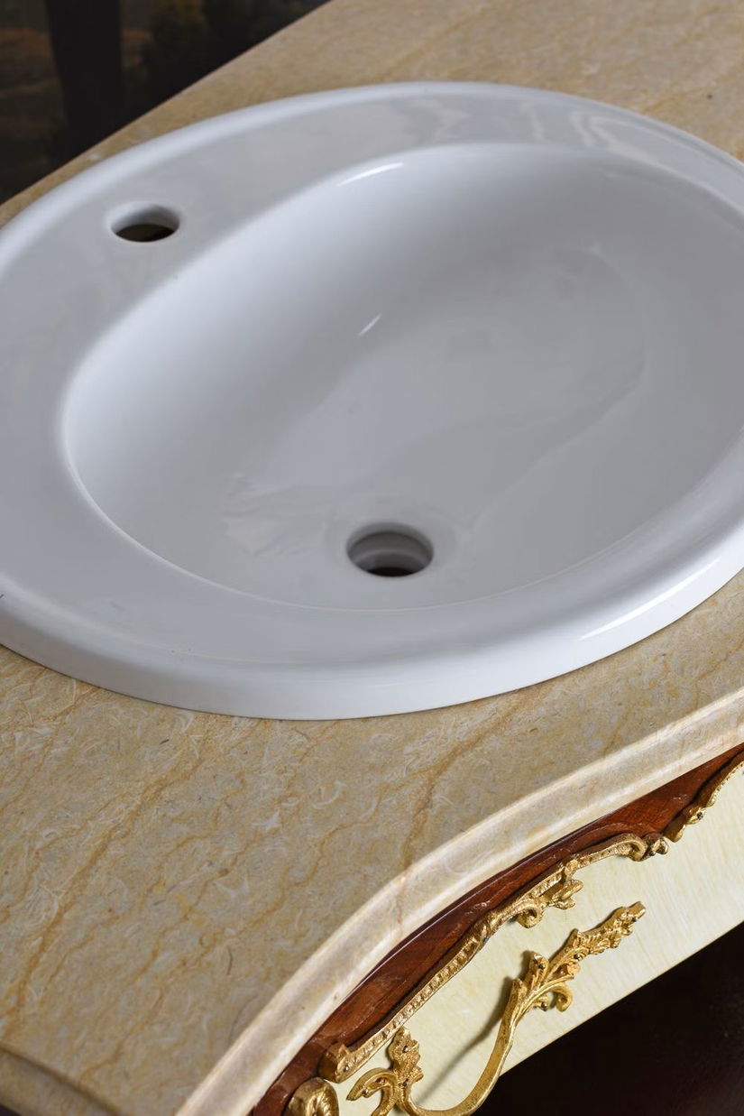 Lavoar rococo din lemn masiv pictat si blat marmura