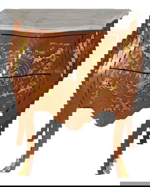 Comoda lemn masiv furniruit cu blat din marmura bej