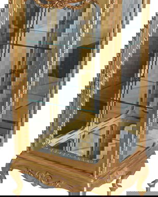 Vitrina Rococo din lemn masiv auriu