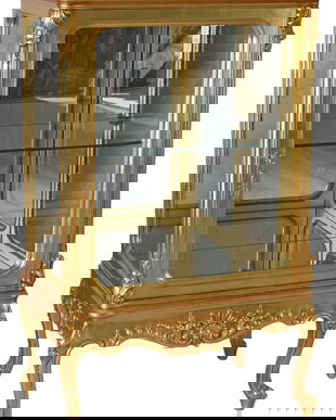 Vitrina baroc din lemn masiv auriu