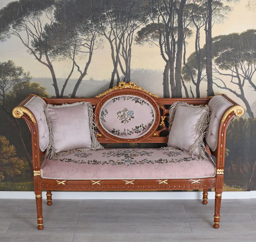 Sofa baroc din lemn masiv cu tapiterie din catifea