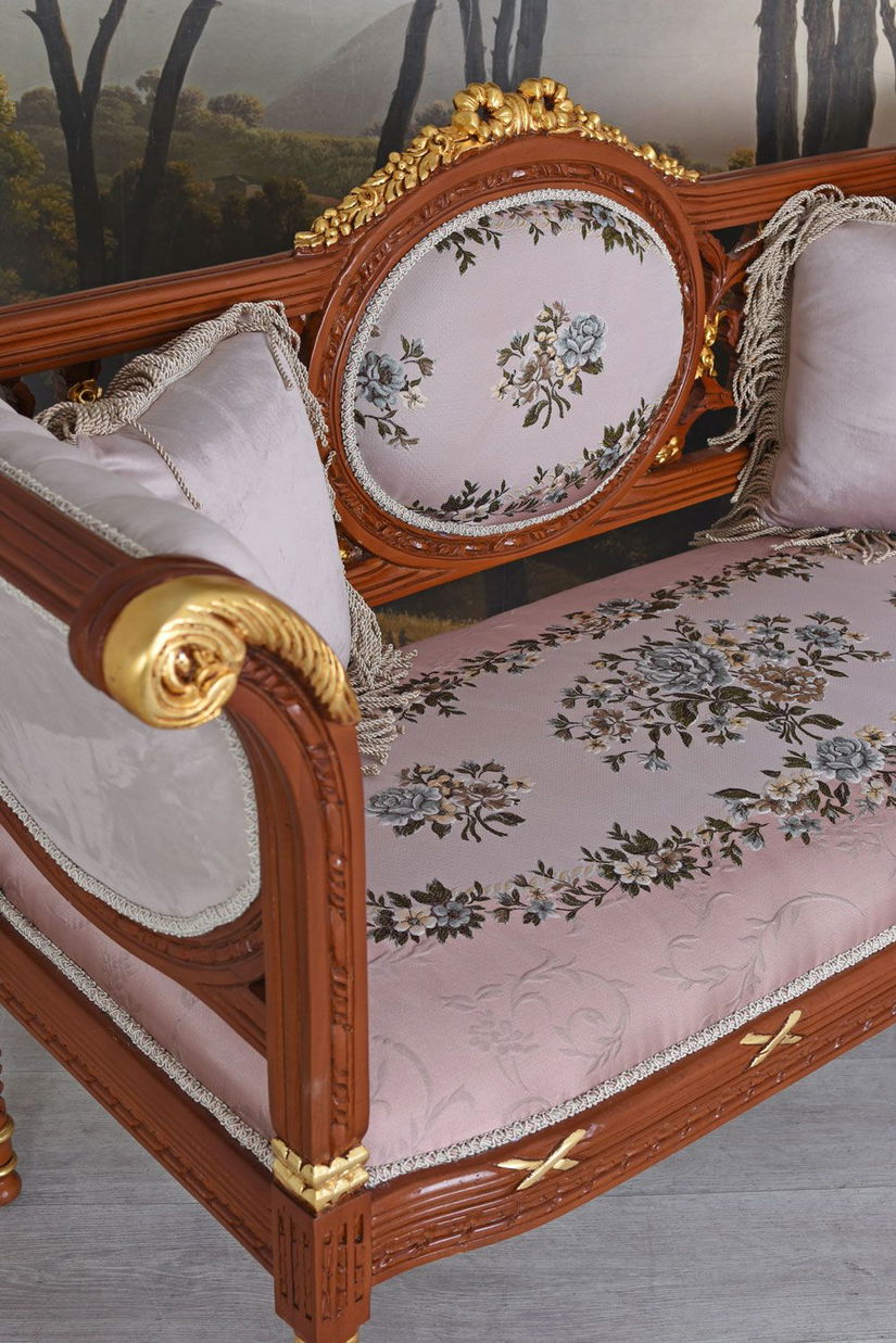 Sofa baroc din lemn masiv cu tapiterie din catifea