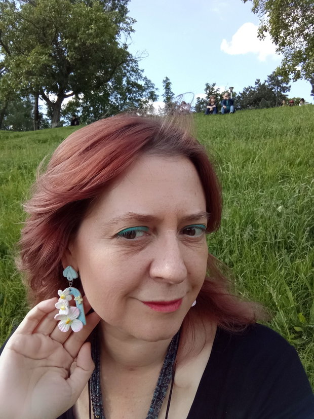 Cercei șurub Luminița de seară roz