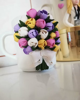 Cana lalele "Spring" personalizata din fimo
