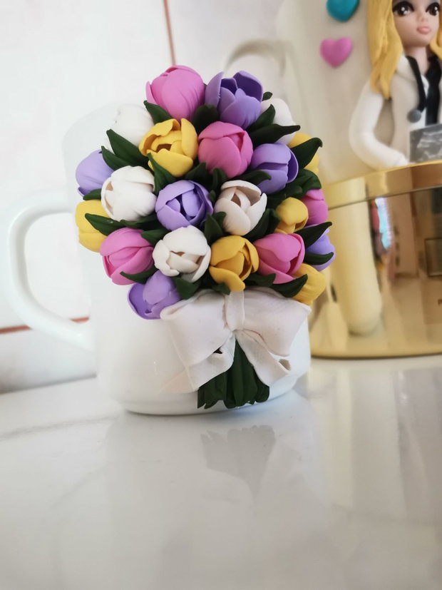 Cana lalele "Spring" personalizata din fimo