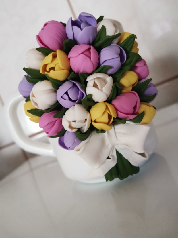 Cana lalele "Spring" personalizata din fimo