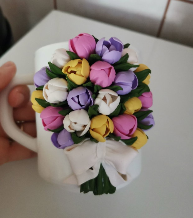 Cana lalele "Spring" personalizata din fimo