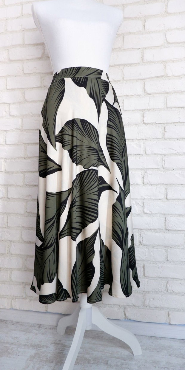 Rochie Vaporoasa Frunze Crem Kaki