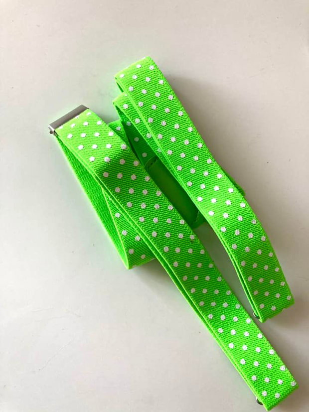 Bretele pentru copii, verde crud cu buline albe