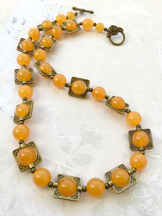 Set vintage jad galben & bronz