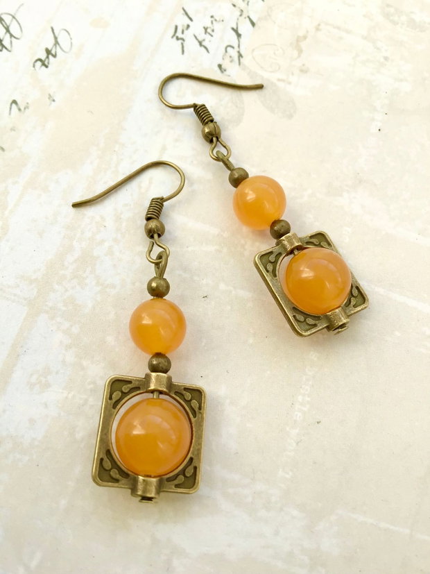 Set vintage jad galben & bronz