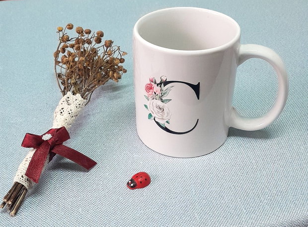 Flower C - set alcatuit din cana si coaster din rasina