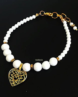 bratara aurie cu coral alb