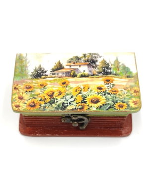 Cutie lemn tip carte cu floarea soarelui, 4493